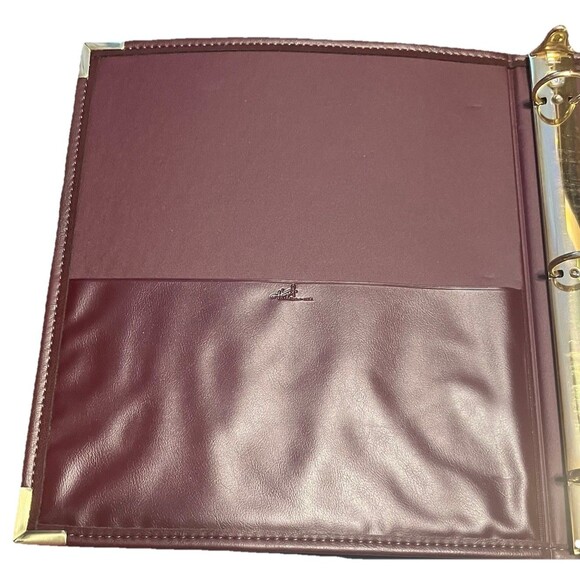 Vintage Hazel Rust Brown Vinyl 3 Ring Binder Gold Corners Made in USA Executive - Picture 5 of 8